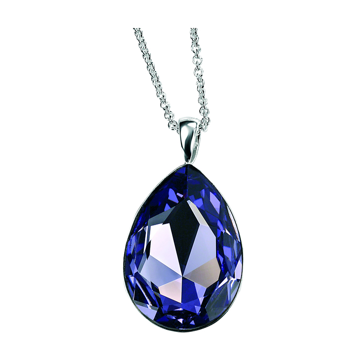 Sterling Silver Tanzanite Swarovski Crystal Teardrop Pendant