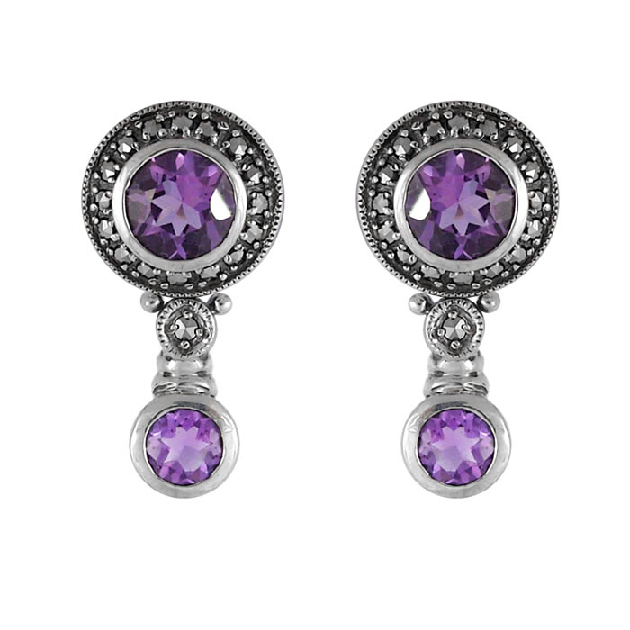 Amethyst earrings silver Clearance