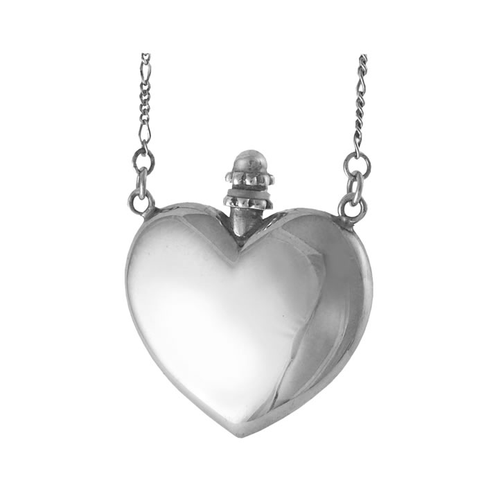 Sterling Silver Small Heart Perfume Bottle Pendant - Silver Heart Perfume Bottle Pendant Sterling Silver Small Heart Perfume Bottle Pendant - Silver Heart Perfume Bottle Pendant