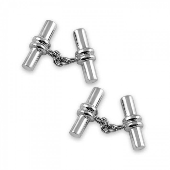Sterling Silver Chain And Barrel Cufflinks