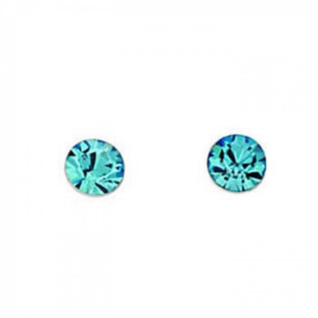 Sterling Silver Aquamarine Swarovski Crystal Style Stud Earrings