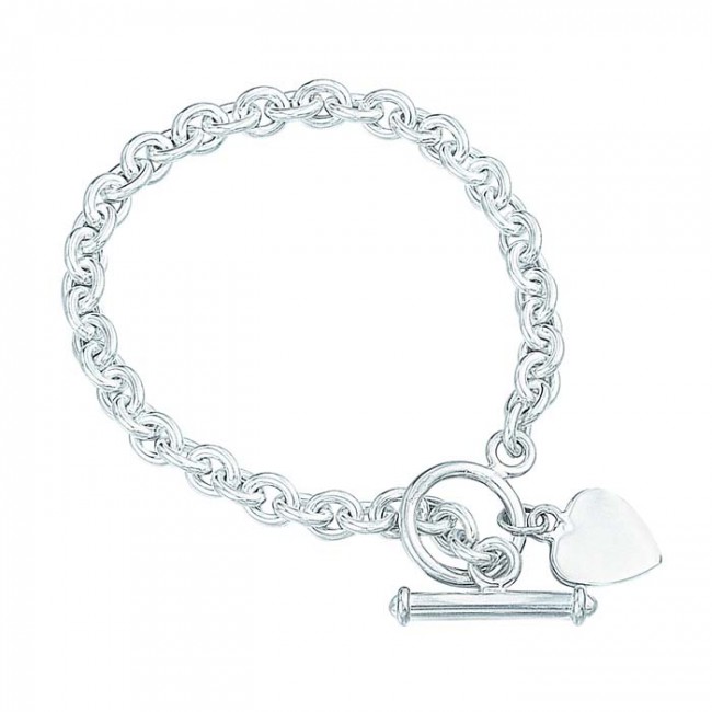 Silver t bar new arrivals bracelet with heart