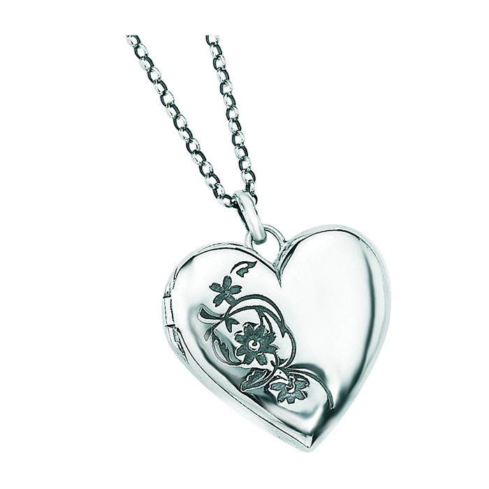 Sterling Silver Heart Engraved Locket Necklace Pendants Necklaces Addictaco Com