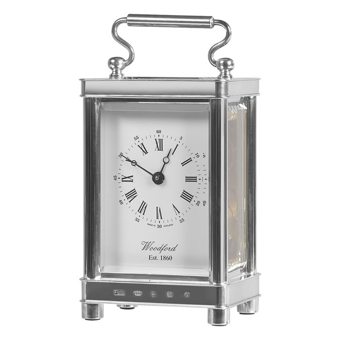 Sterling Silver Eight Day Movement Mechanical Carriage Clock