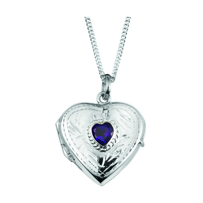 Sterling Silver Amethyst Heart Locket Necklace