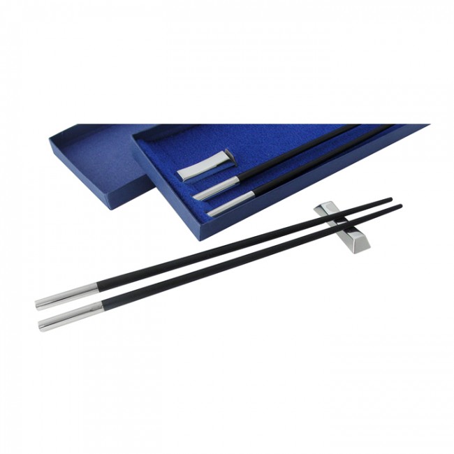 Sterling Silver Two Pairs Of Capped Chopsticks And Chopstick Rests Set