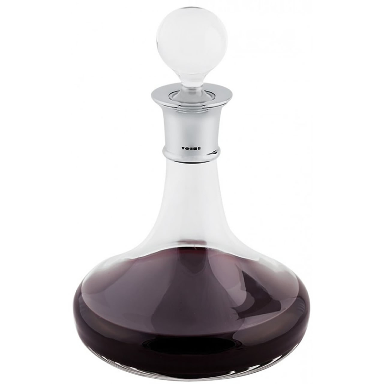 Sterling Silver 75Cl Plain Crystal Ships Decanter With Silver Mounted