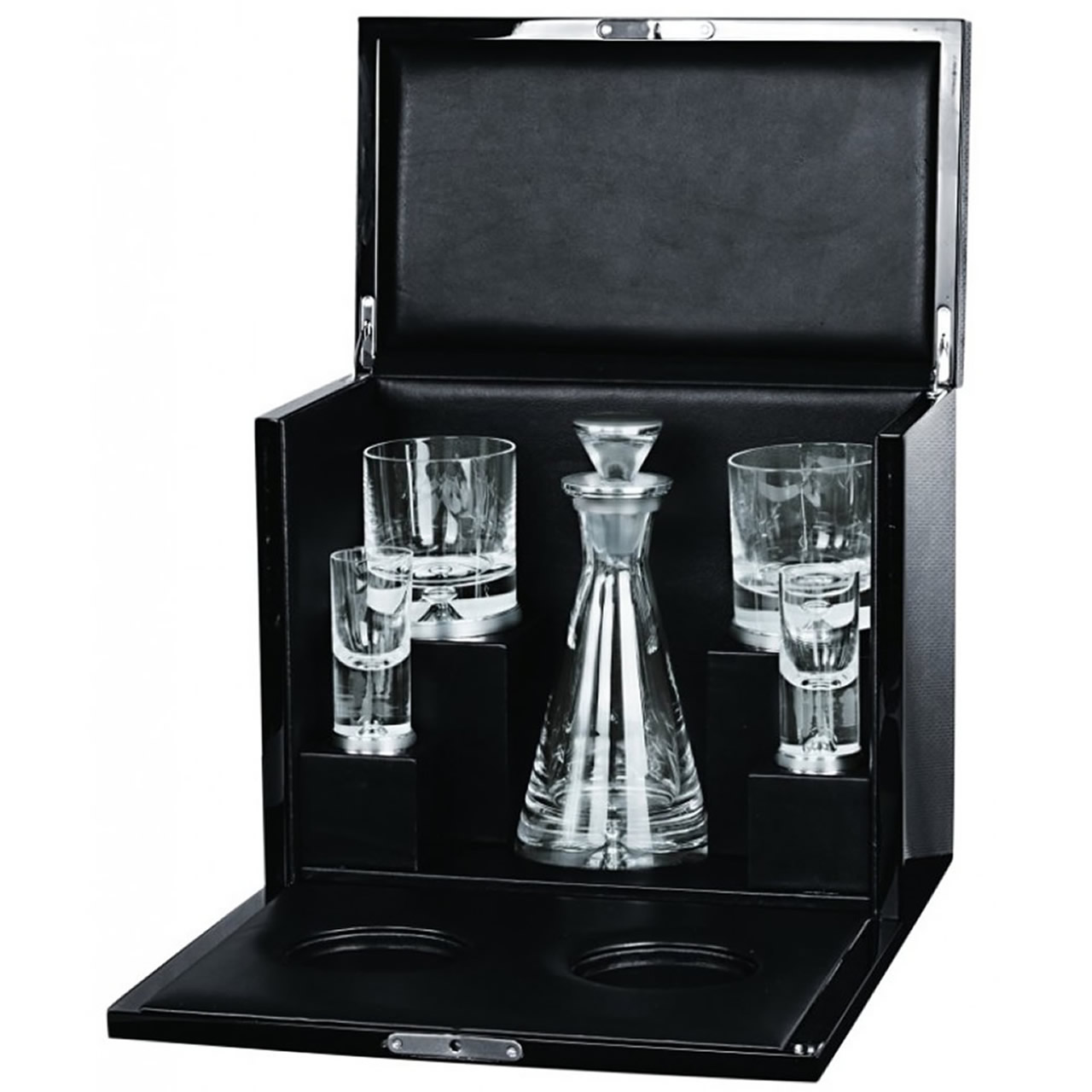 Sterling Silver VIP Drinks Set Housed In A Maple Leaf Wood Lockable