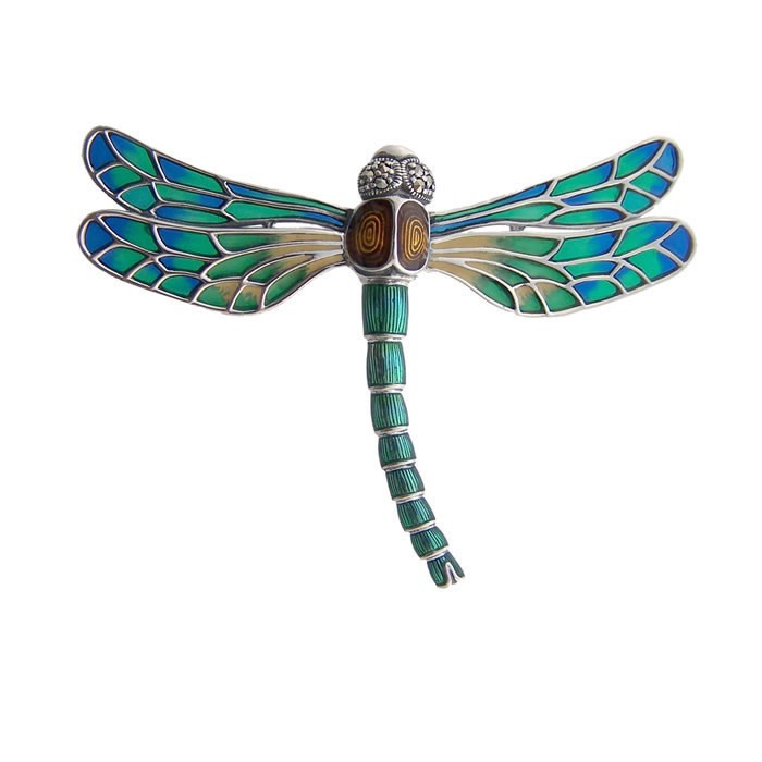 Silver dragonfly brooch discount
