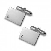Sterling Silver Diamond Square Cufflinks