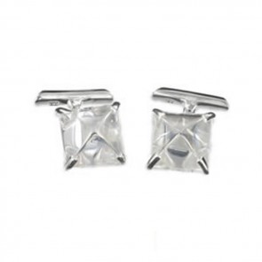 Sterling Silver White Cubic Zirconia Square Cufflinks by Murry Ward
