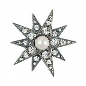 Sterling Silver Swarovski Crystal And Pearl Star Brooch