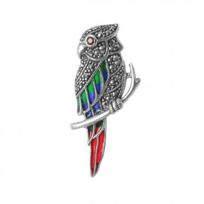 Sterling Silver Marcasite Parrot Brooch