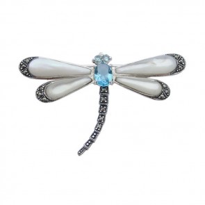 Sterling Silver Mother Of Pearl Dragonfly Brooch
