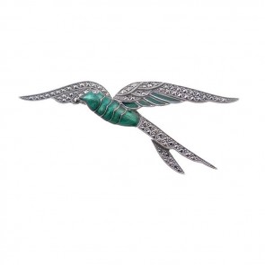 Sterling Silver Marcasite Swallow Brooch