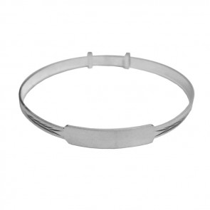 Sterling Silver Plain Baby Bangle with Engravable Plate
