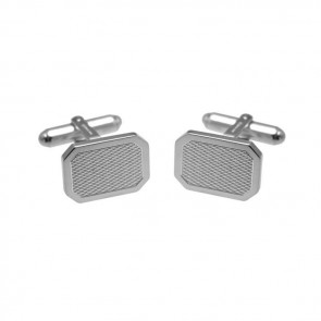 Sterling Silver Rectangle Barley Textured Design Cufflinks