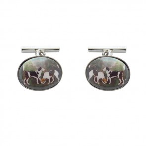 Sterling Silver Enamel Gun Dog Cufflinks