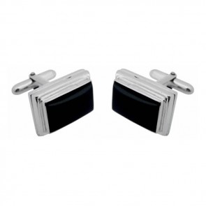 Sterling Silver Onyx Locket Cufflinks