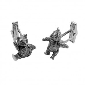 Sterling Silver Movable Teddy Cufflinks