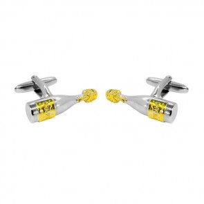 Sterling Silver With Gold Plate Champagne Bottle Cufflinks