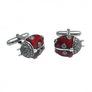 Sterling Silver Marcasite Ladybird Cufflinks Cufflinks