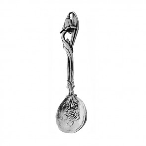 Sterling Silver Flower Patterned Salt Or Mustard Spoon