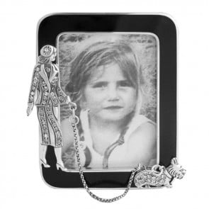 Sterling Silver Miniature Crystal Dog Walker Photo Frame