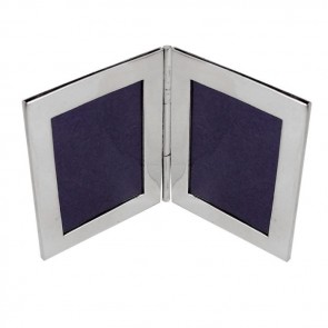 Sterling Silver Double Rectangle Miniature Folding Travel Photo Frame