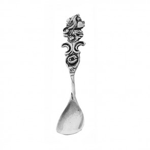 Sterling Silver Floral Patterned Salt Or Mustard Spoon