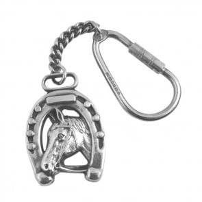 Sterling Silver Horseshoe And Head Keyring