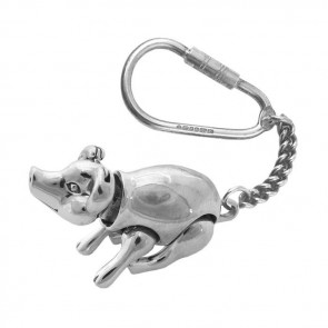 Sterling Silver Movable Pig Keyring