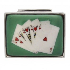 Sterling Silver Royal Flush Cards Picture Pill Box