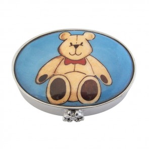 Sterling Silver Teddy Bear Picture Style Pill Box