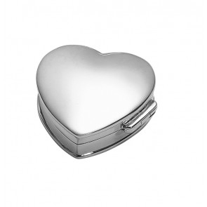 Sterling Silver Heart Shaped Plain Pill Box