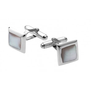 Sterling Silver Square Inset Mother Of Pearl Cufflinks