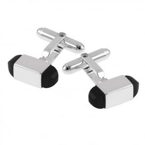 Sterling Silver Double End Onyx Post Cufflinks
