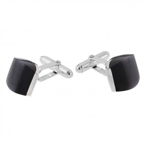 Sterling Silver Black Cats Eye Post Cufflinks