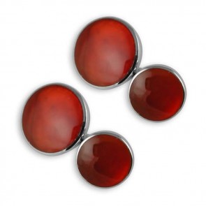 Sterling Silver Cornelian Round Cufflinks