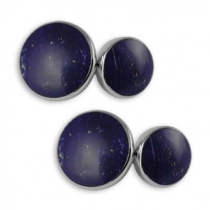 Sterling Silver Lapis Round Cufflinks