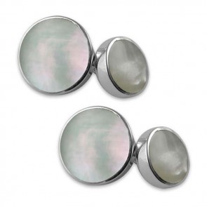 Sterling Silver Mother Of Pearl Round Cufflinks