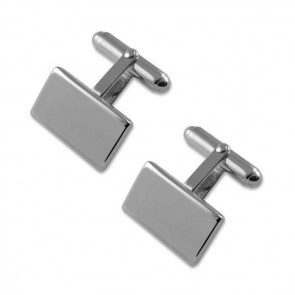 Plated Sterling Silver Plain Oblong T-Bar Cufflinks
