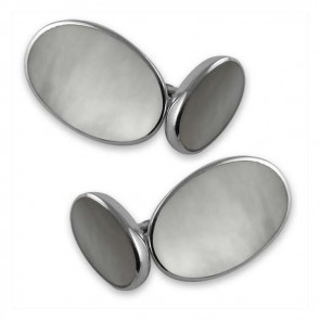 Sterling Silver Mother Of Pearl Oval Cufflinks