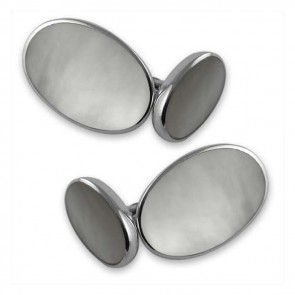 Sterling Silver Mother Of Pearl Oval Cufflinks