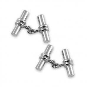 Sterling Silver Chain And Barrel Cufflinks