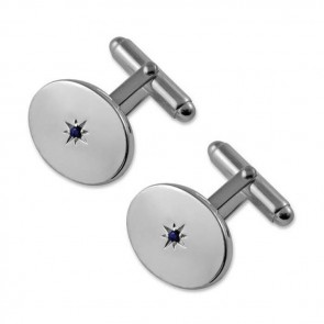 Sterling Silver Sapphire Oval Cufflinks