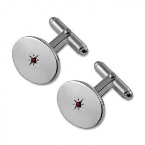 Sterling Silver Ruby Oval Cufflinks