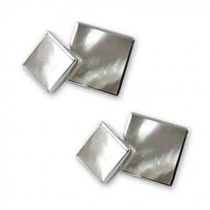 Sterling Silver Square Mother Of Pearl Cufflinks