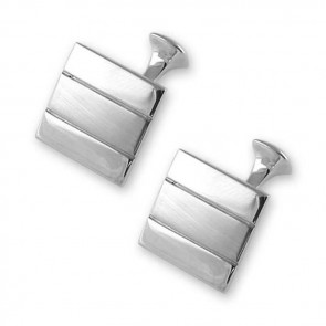 Sterling Silver Satin Finish Line Square Cufflinks