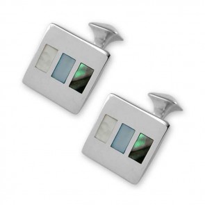 Sterling Silver Multi Shell Square Cufflinks